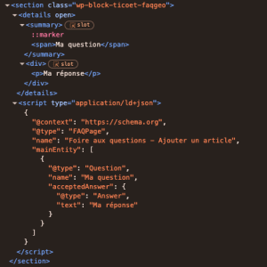 Rendu HTML de la FAQ