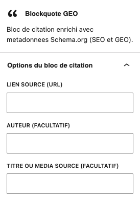 bloc Blockquote Citation GEO